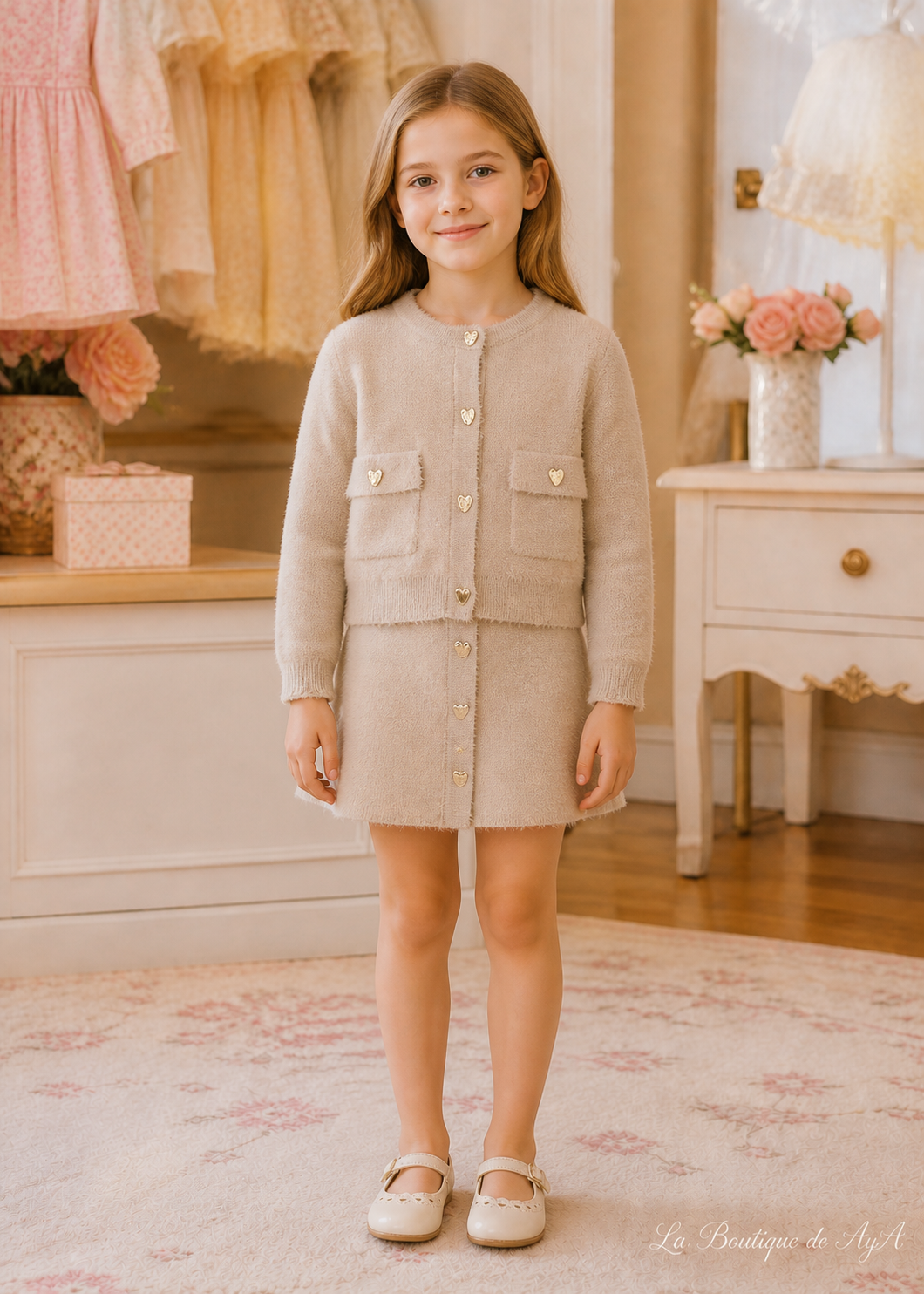 Conj. falda tricot pelo Semilla Mayoral para niña 04935-032 - foto con modelo