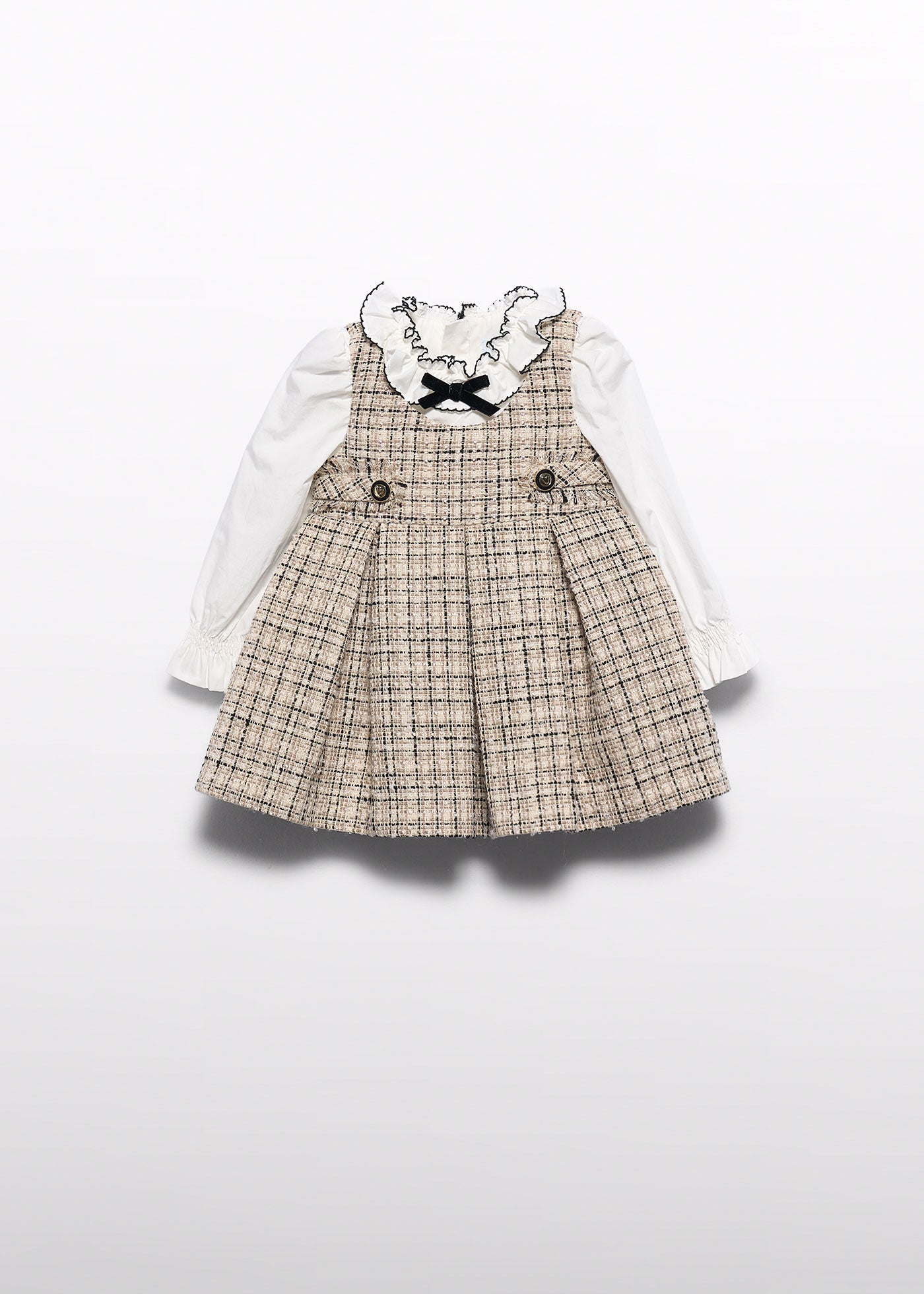 Vestido pichi contraste mazapán para bebé niña Abel & Lula 05509 - imagen 2