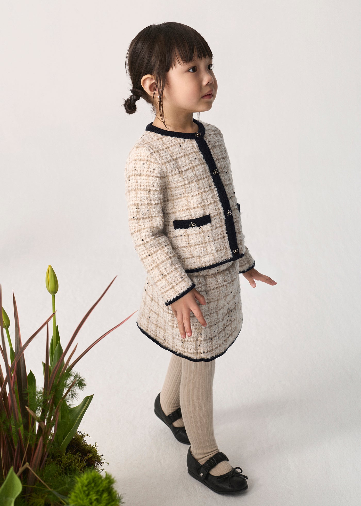 Conjunto de falda tricot mazapán para bebé niña Abel & Lula 05518