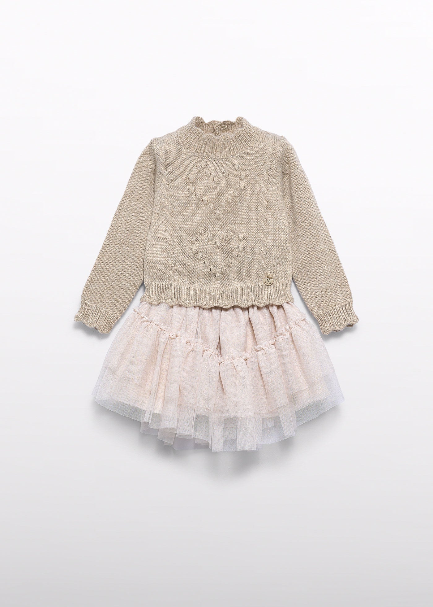 Conjunto de falda tul jersey champán para bebé niña Abel & Lula 05519