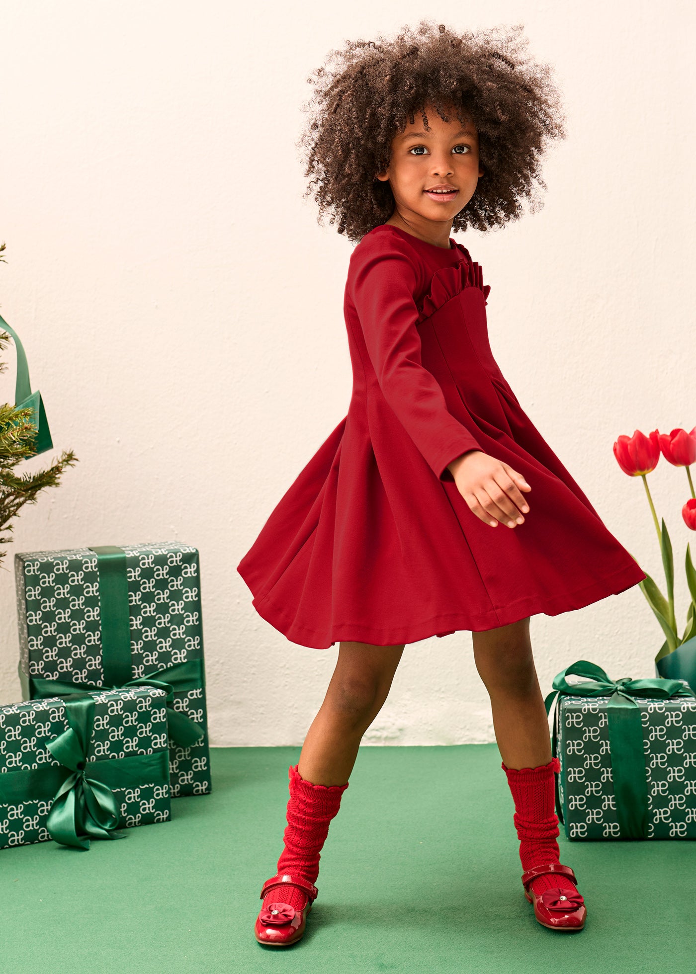 Vestido punto milano rojo para niña Abel & Lula 05529 - imagen 3
