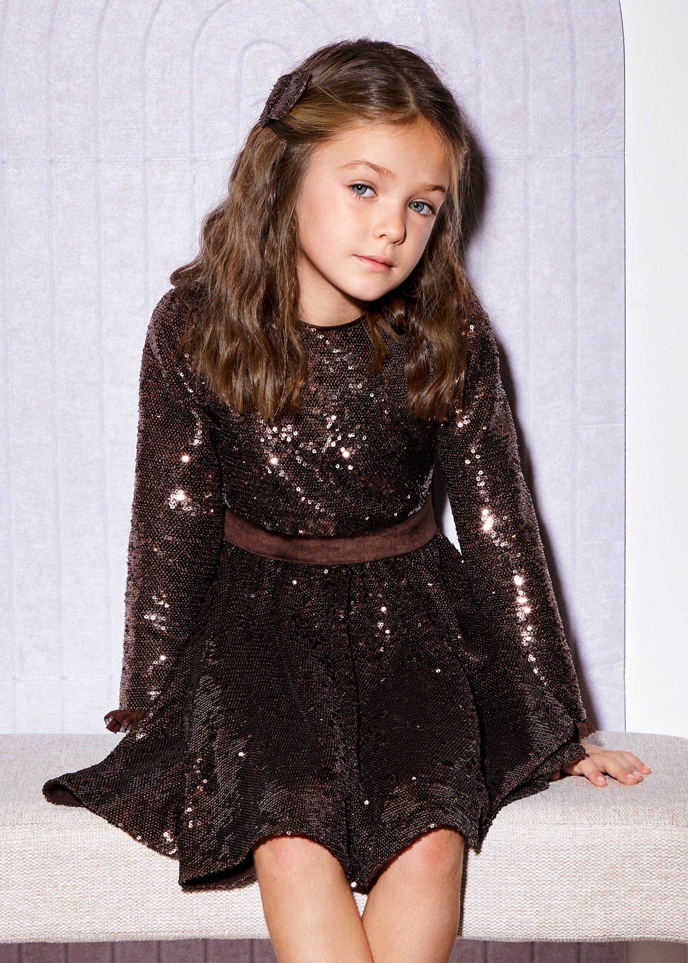 Vestido lentejuelas trufa para niña Abel & Lula 05539 - imagen 3
