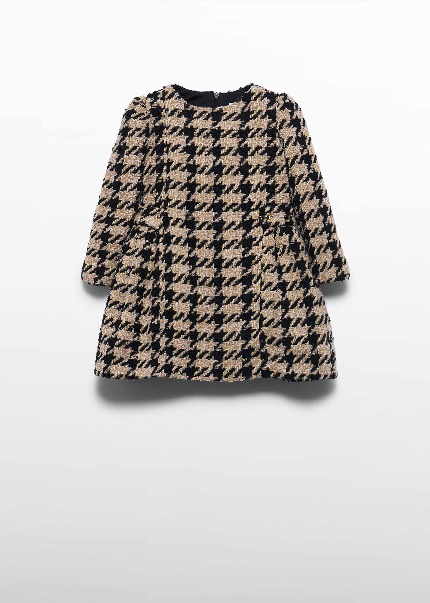 Vestido tweed pata de gallo tostado para niña Abel & Lula 05581 - imagen 2