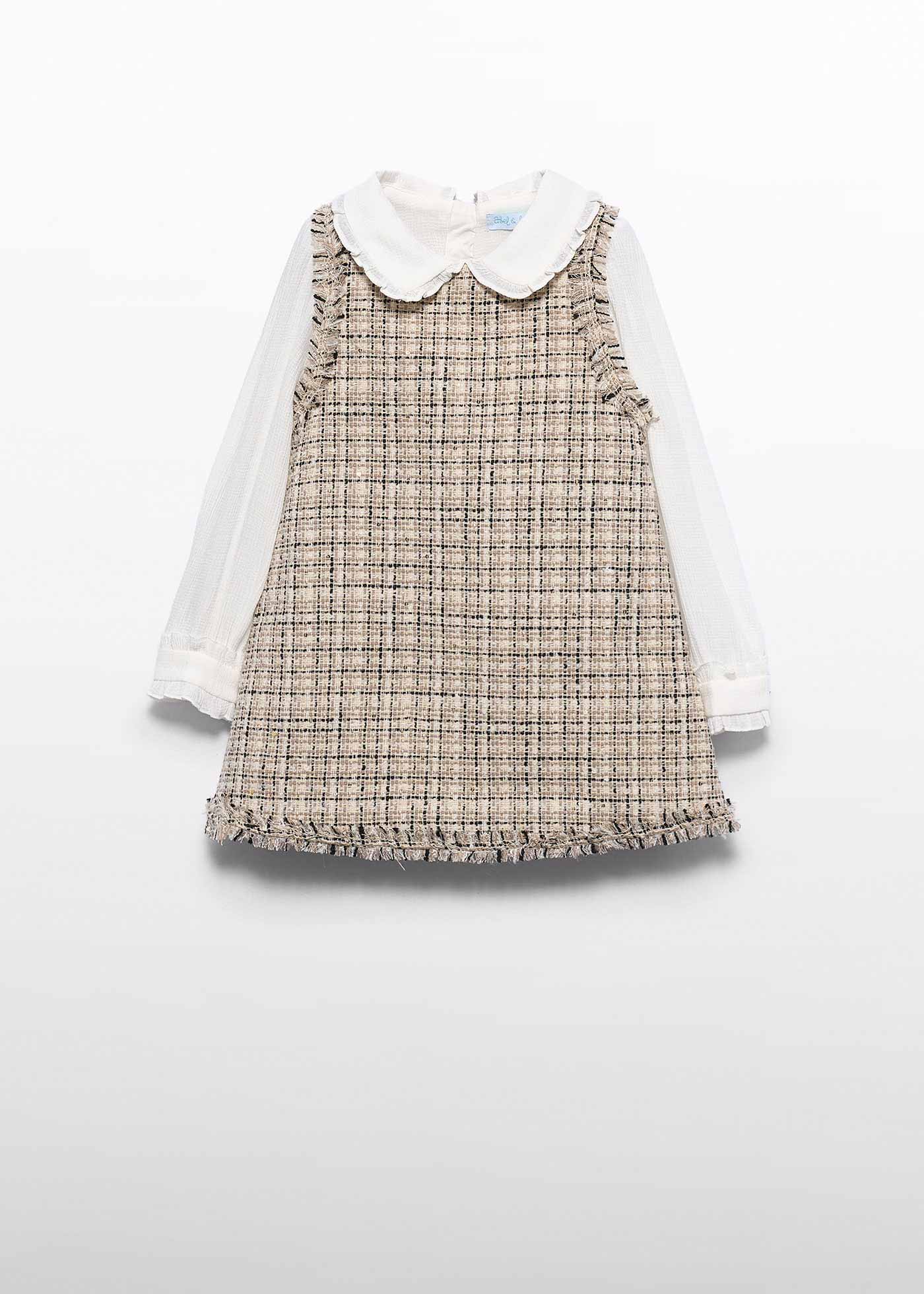Vestido pichi tweed mazapán para niña Abel & Lula 05582