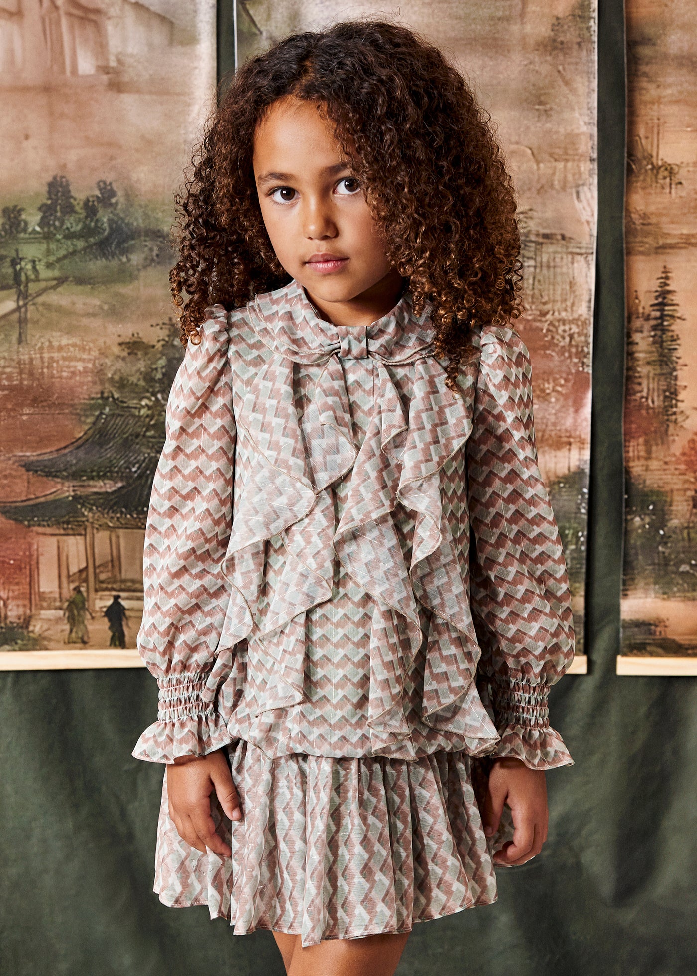 Vestido gasa estampada jade para niña Abel & Lula 05586 - imagen 1