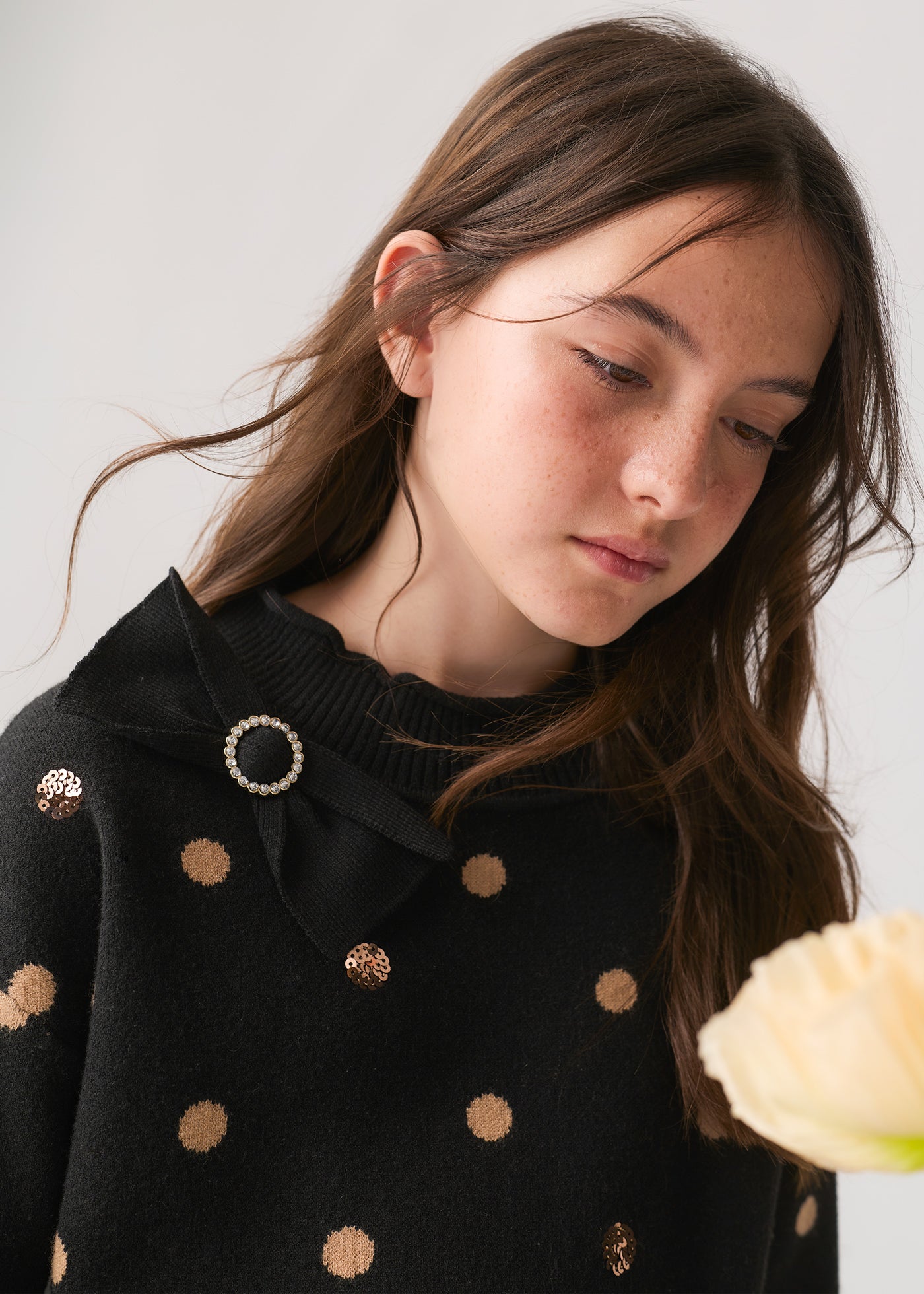 Conjunto de falda tricot topos negro para niña Abel & Lula 05591 - imagen 2