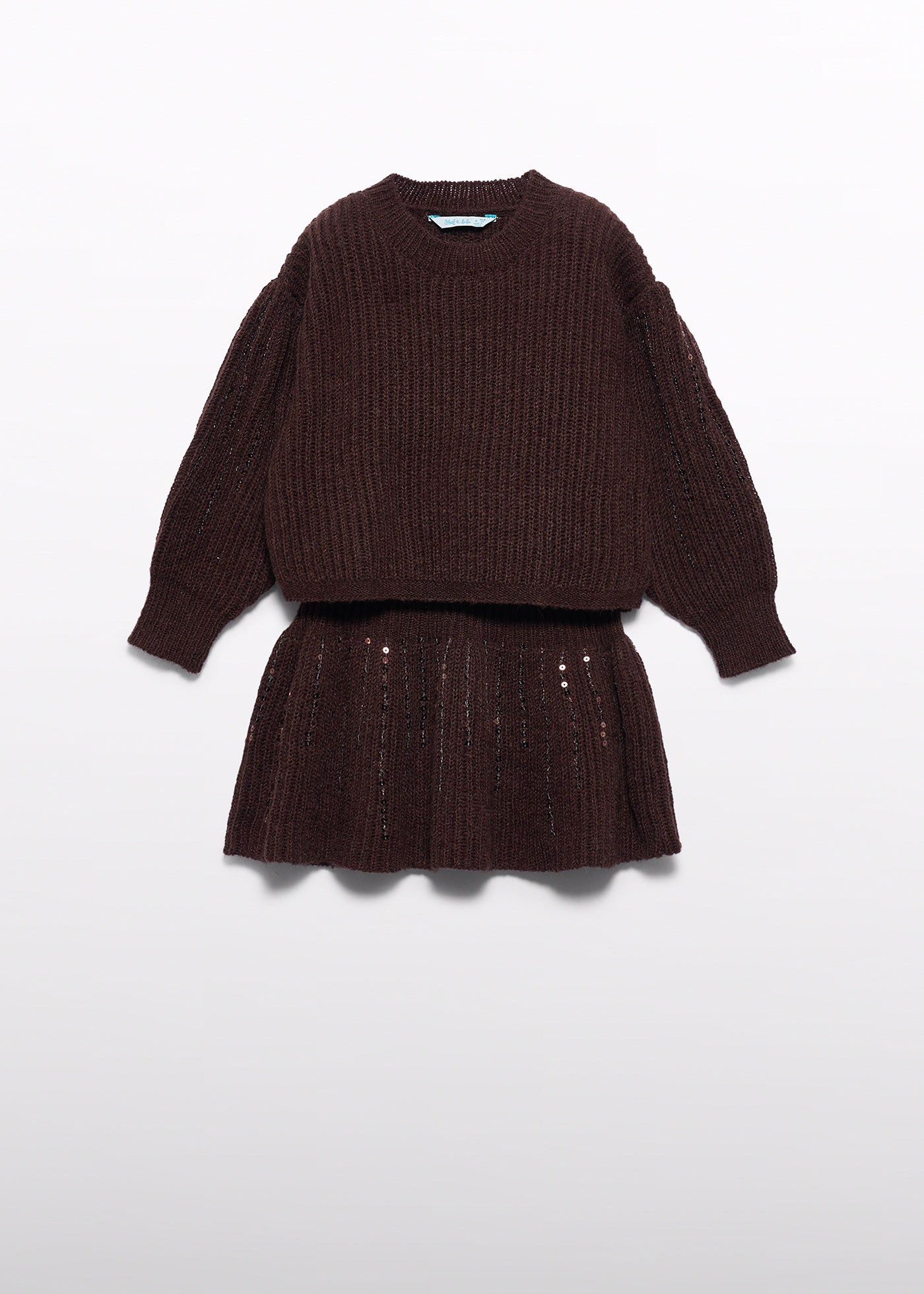 Conjunto de falda tricot lentejuelas trufa para niña Abel & Lula 05593 - imagen 3