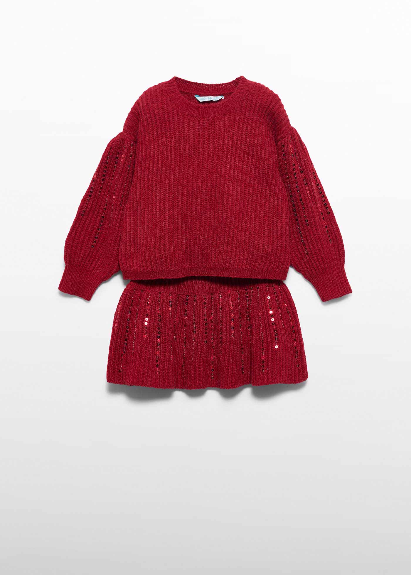 Conjunto de falda tricot lentejuelas teja para niña Abel & Lula 05593