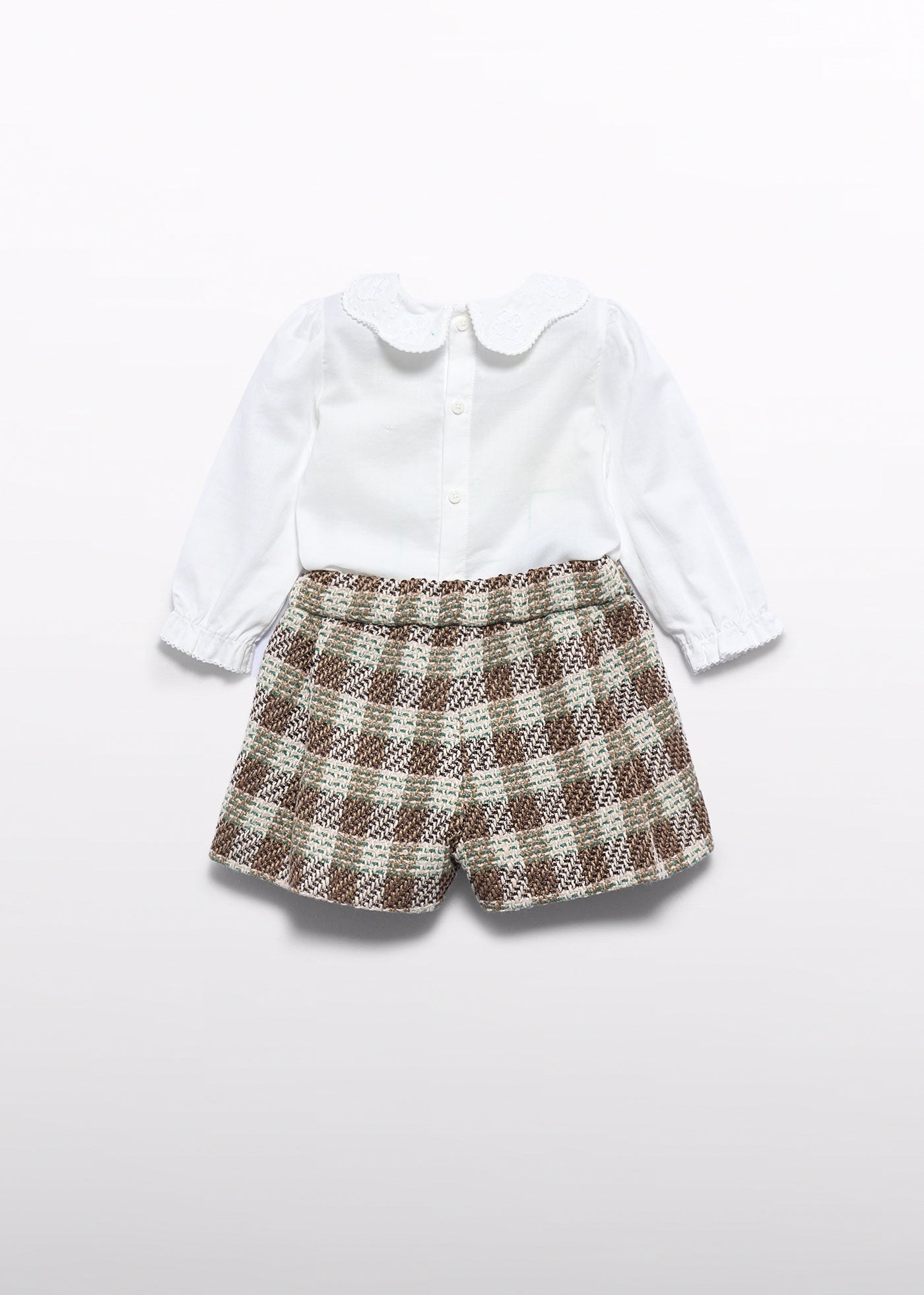 Conjunto de bermuda cuadros vichy macchiato para bebé niña Abel & Lula 05735 - imagen 3