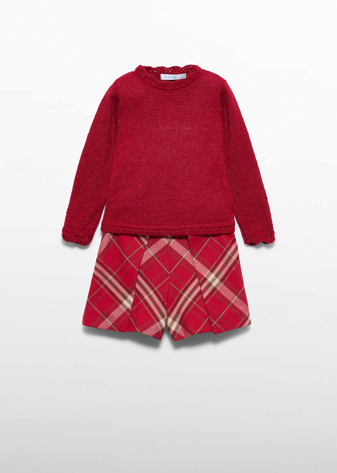 Conjunto de bermuda cuadros rojo para niña Abel & Lula 05746 - imagen 2