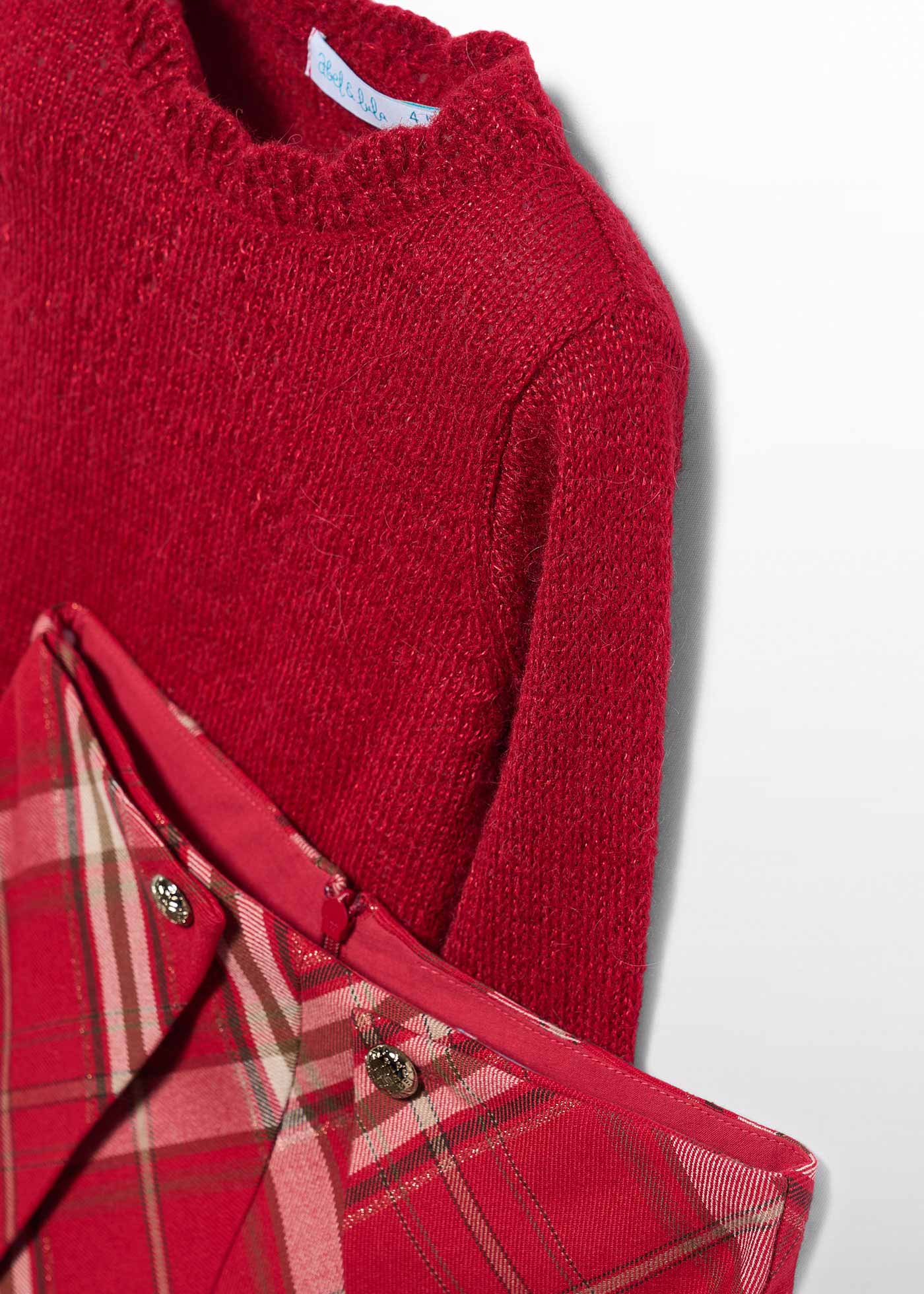 Conjunto de bermuda cuadros rojo para niña Abel & Lula 05746 - imagen 4