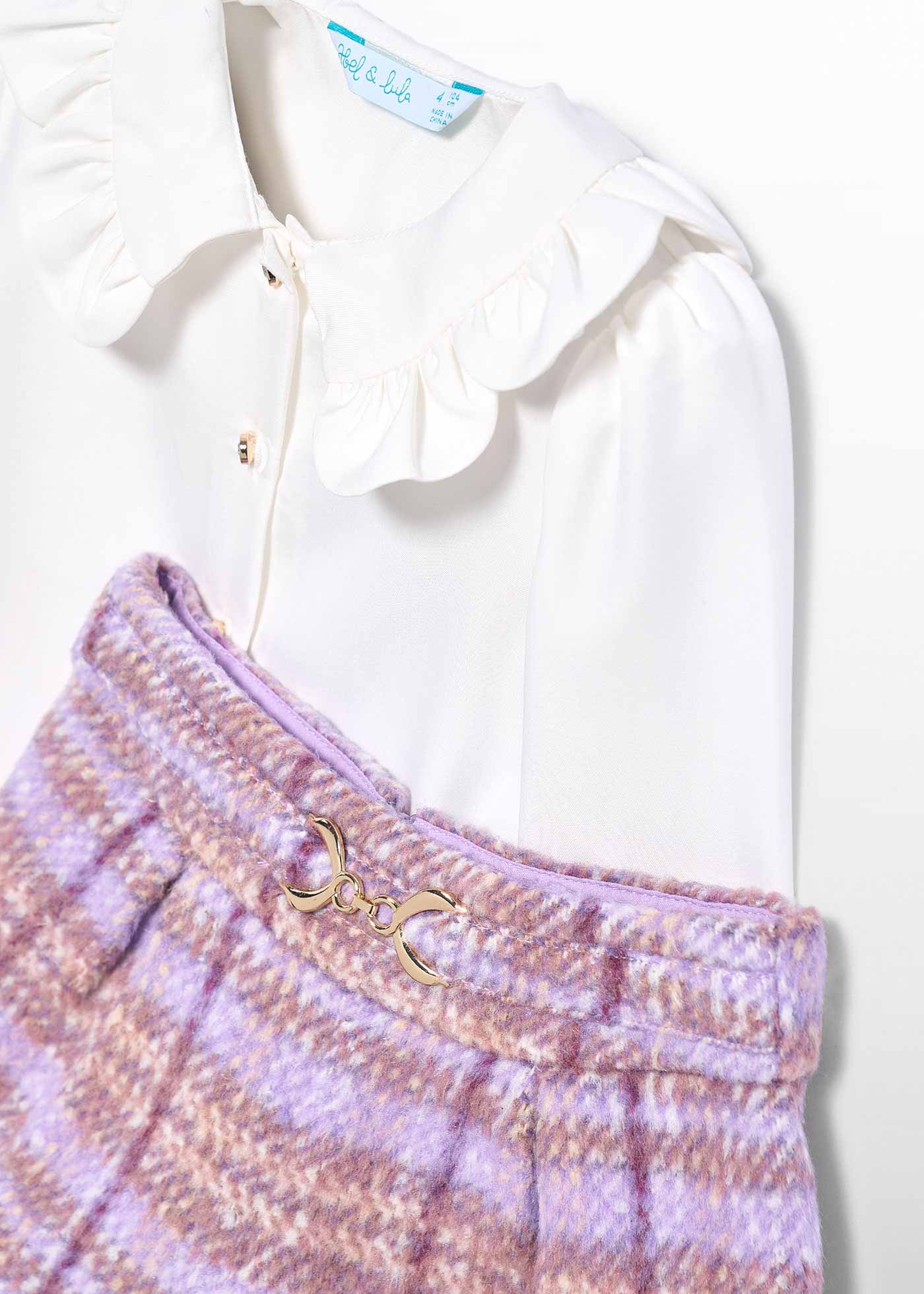 Conjunto de bermuda cuadros lila para niña Abel & Lula 05747 - imagen 6