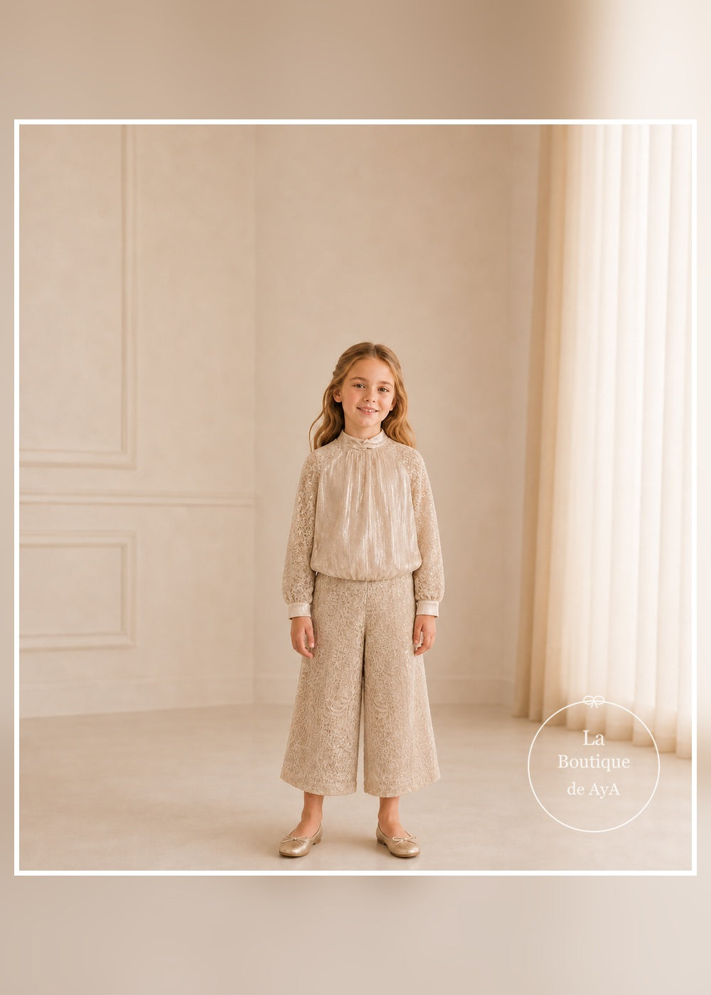 Conjunto pantalón brillo mazapán para niña Abel & Lula 05748 - imagen 1