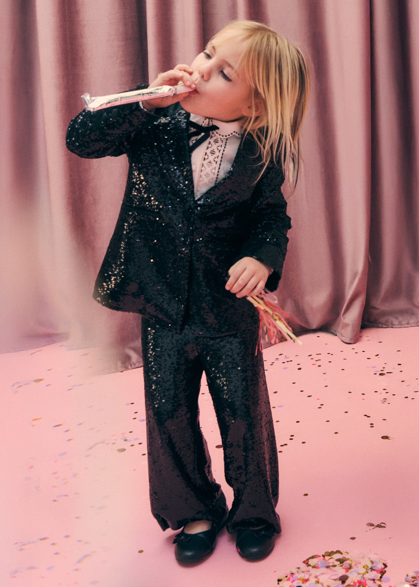 Traje de lentejuelas negro para niña Abel & Lula 05750 - imagen 2