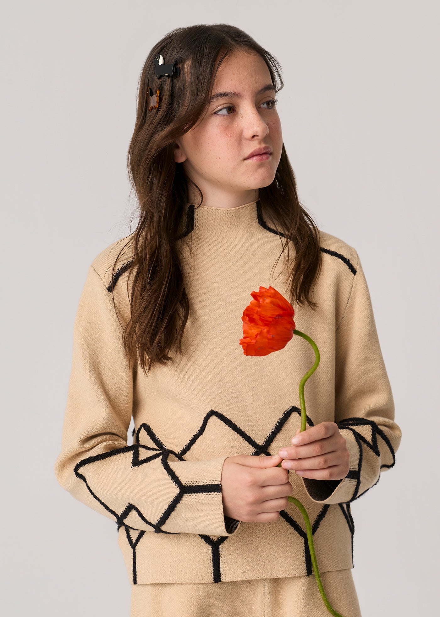 Conjunto de bermuda tricot aspas latte para niña Abel & Lula 05763 - imagen 2