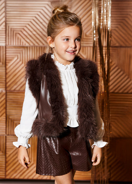 Chaleco acolchado de pelo trufa para niña Abel & Lula 05808 - imagen 2