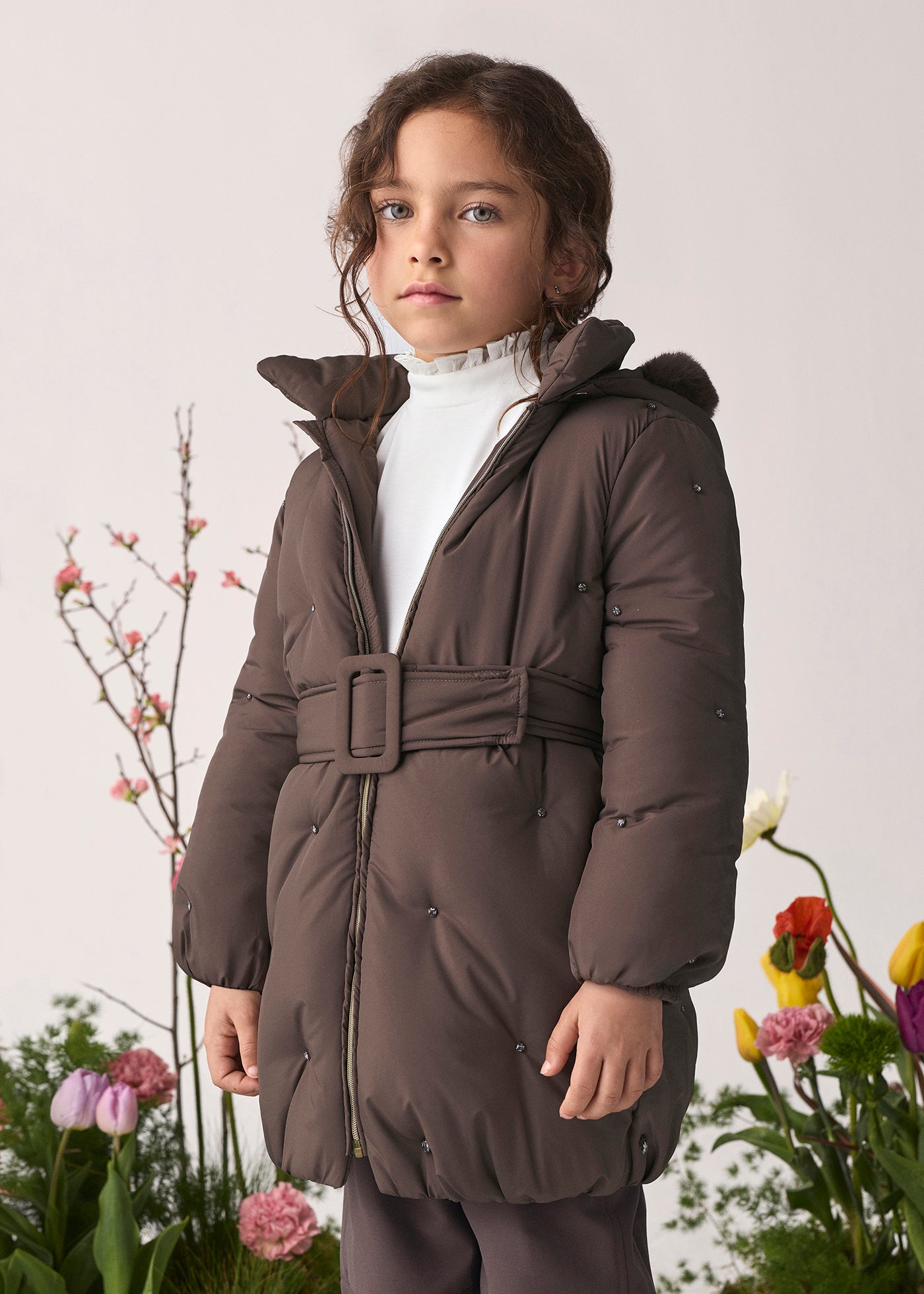 Chaquetón joya topo oscuro para niña Abel & Lula 05815