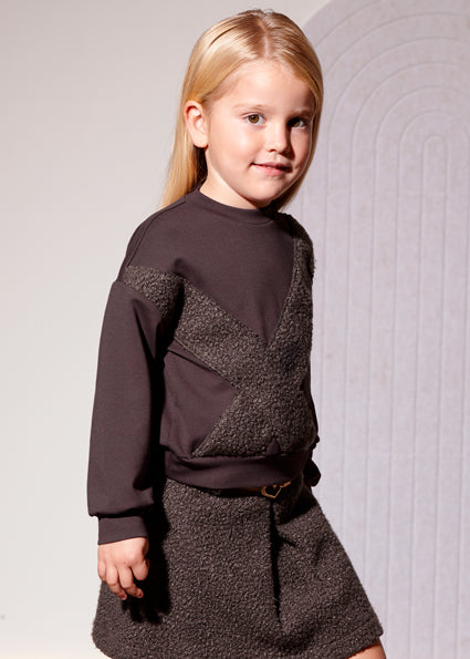 Conjunto pullover y bermuda borrego topo para niña Abel & Lula - imagen 2