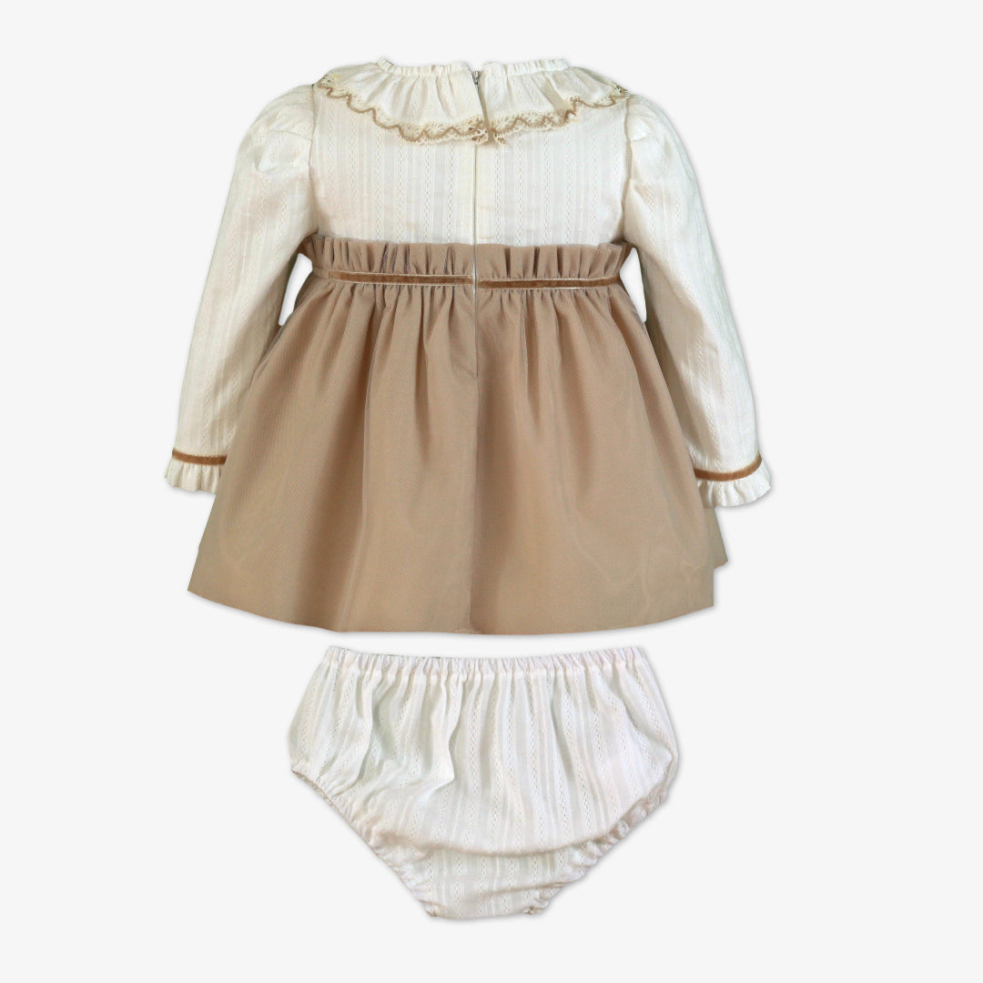 Vestido con braguita bebe niña beig tostado 0120 Miranda
