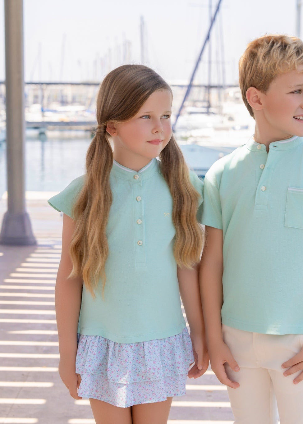 Vestido de Niña 100% Algodón Nel‑Blu con Volantes Florales 1403