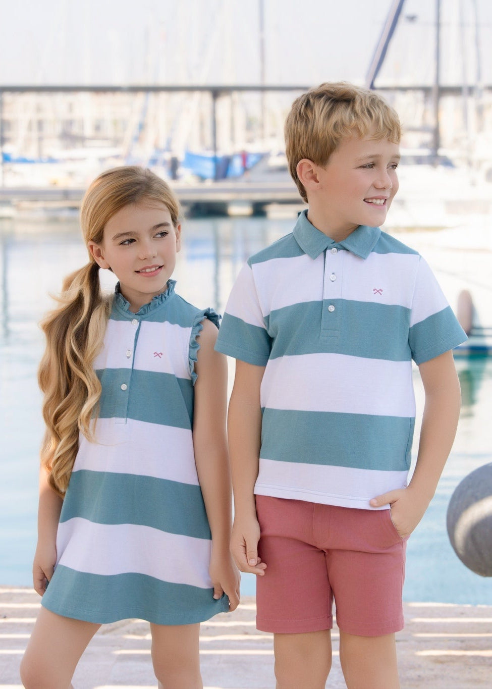 Polo de niño Nel‑Blu 100% algodón con rayas anchas y cuello clásico, SKU 39/1309/P.
