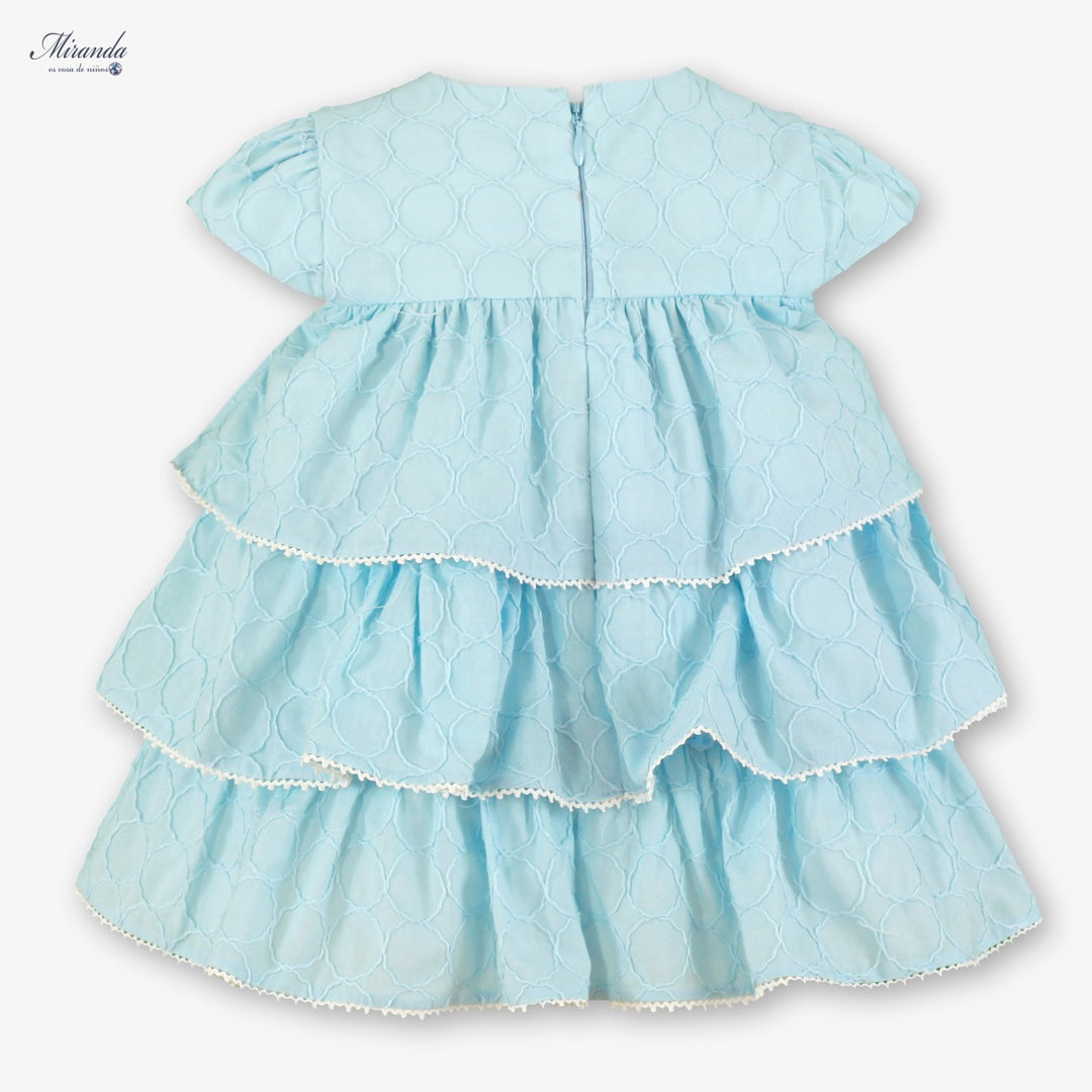 Vestido bebé ceremonia azul con volantes – Miranda 0137