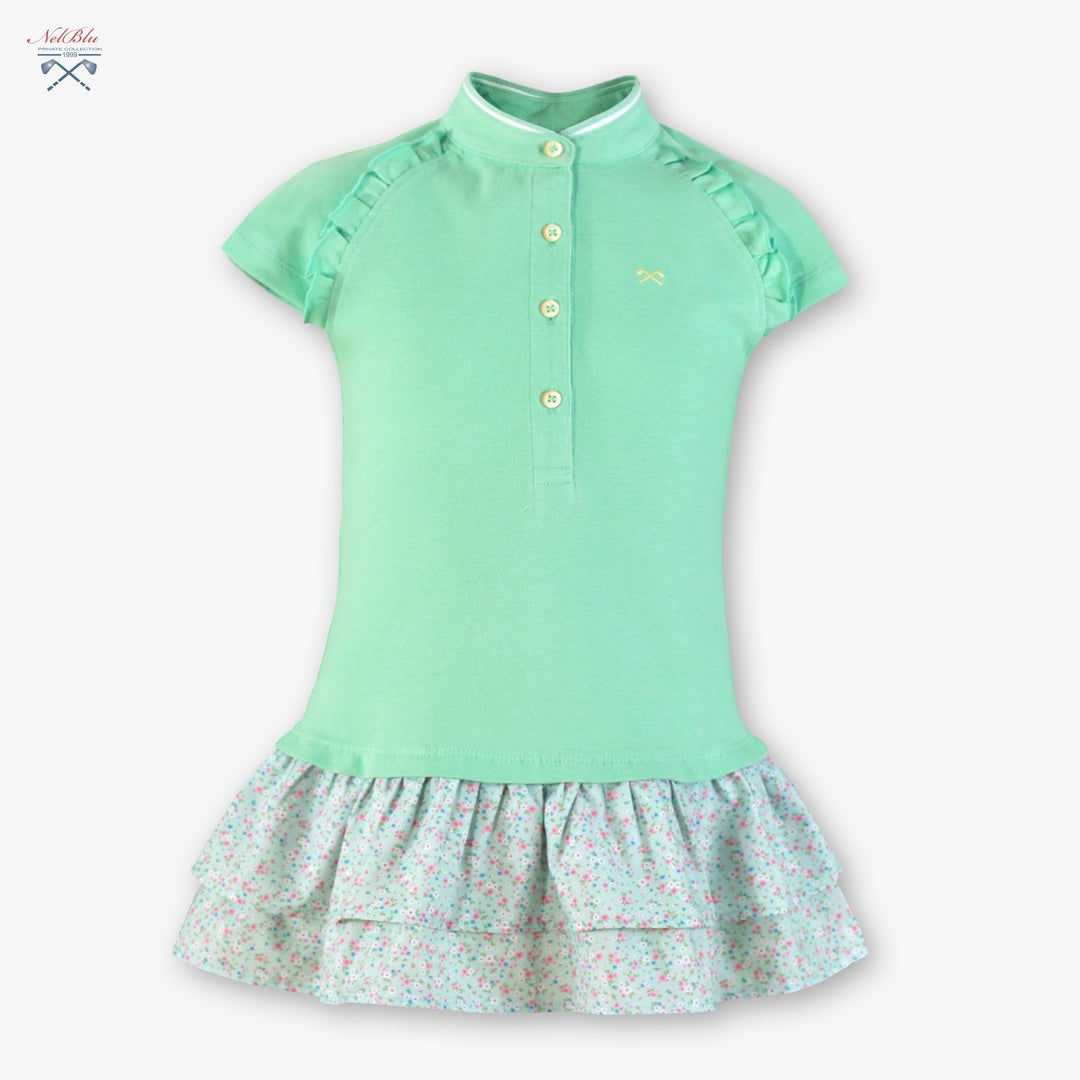 Vestido de Niña 100% Algodón Nel‑Blu con Volantes Florales 1403