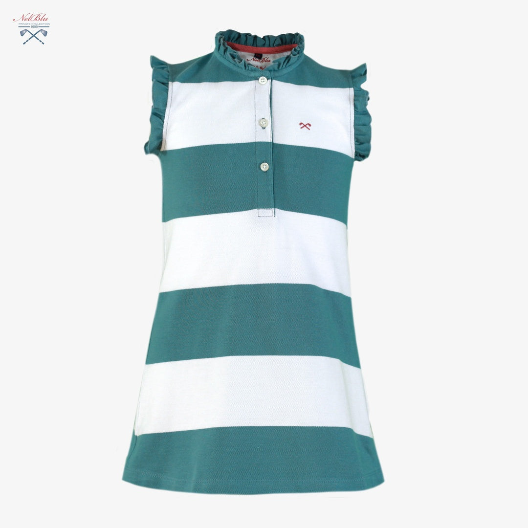 Vestido de Niña 100% Algodón Nel‑Blu sin Mangas a Rayas 1409