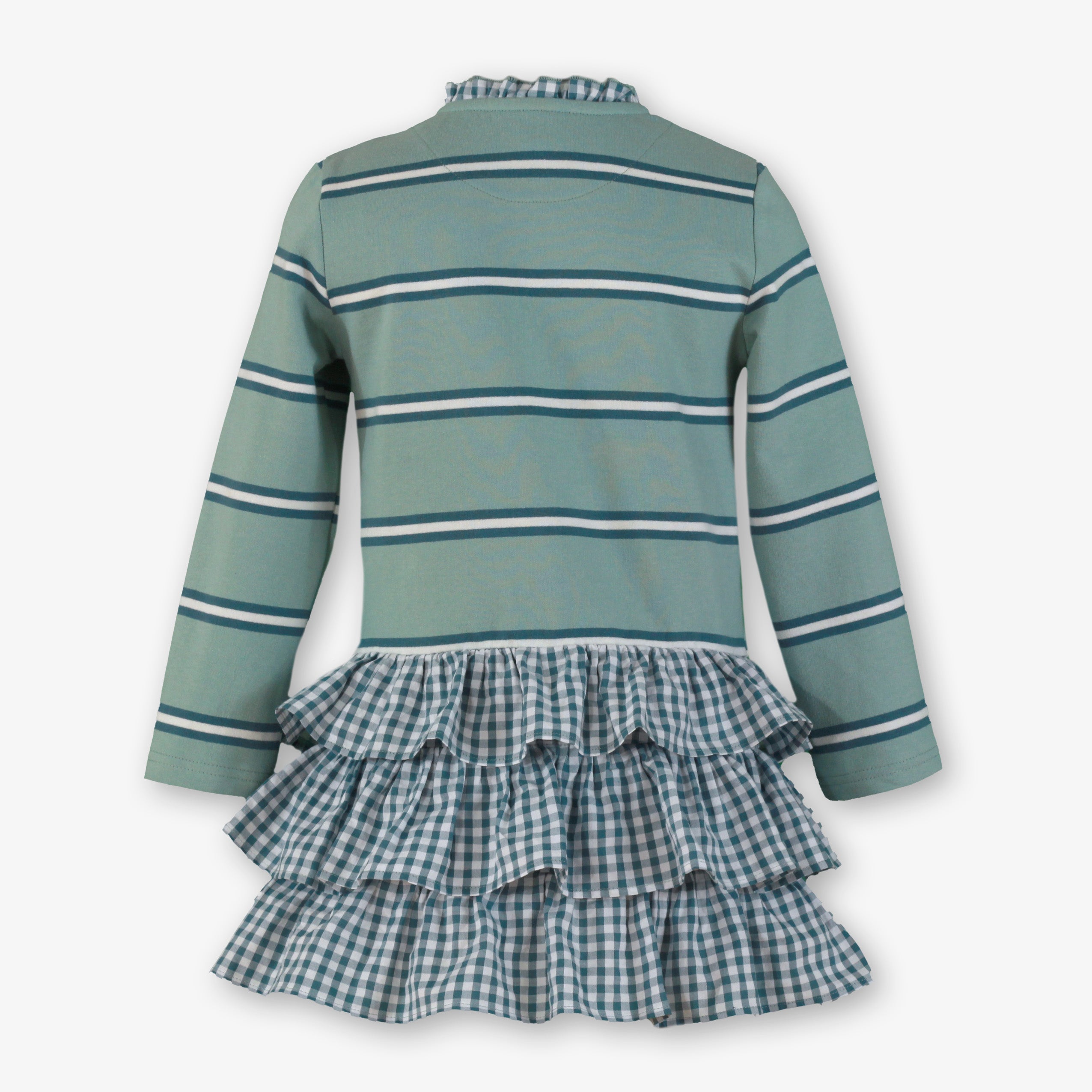 Vestido niña verde falda volantes 1410