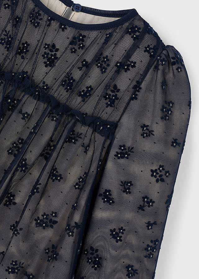 Vestido tul fantasia Marino con forro interior 04919 Mayoral