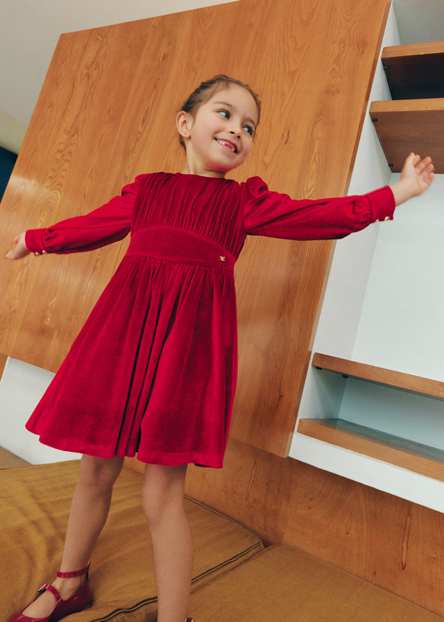 Vestido Rojo  terciopelo glitter 05528 Abel y Lula