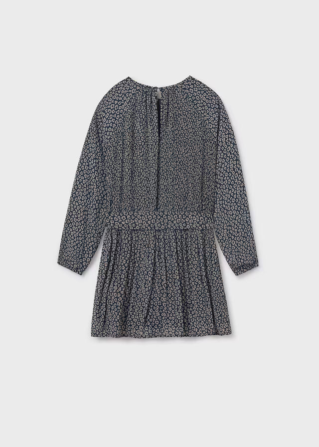 Vestido plisado estampado y cinturón 07914 Mayoral