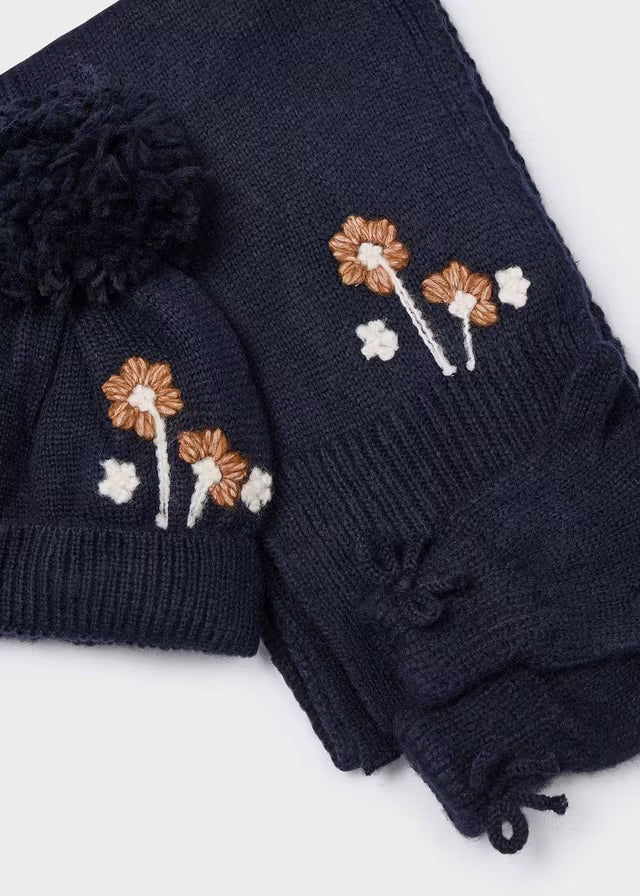 Conjunto gorro bufanda marino flores 10110 Mayoral - La boutique de AyA Mayoral