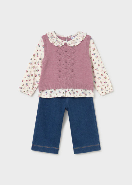 Conj. pantalon chaleco unido Violeta mezcla Mayoral para niña 02536-016 - vista 2