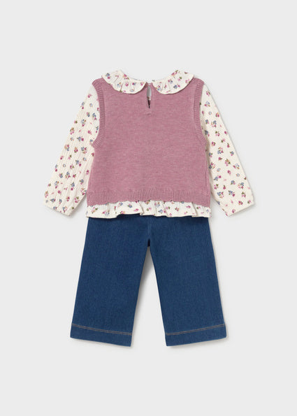 Conj. pantalon chaleco unido Violeta mezcla Mayoral para niña 02536-016 - vista 3
