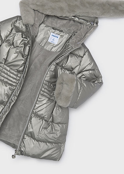 Chaquetón metalizado con pelo Plata Mayoral para niña 04422-041 - vista 4