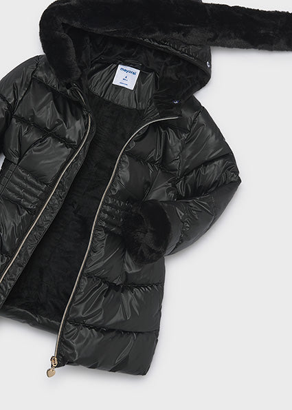 Chaquetón metalizado con pelo Negro Mayoral para niña 04422-043 - vista 4