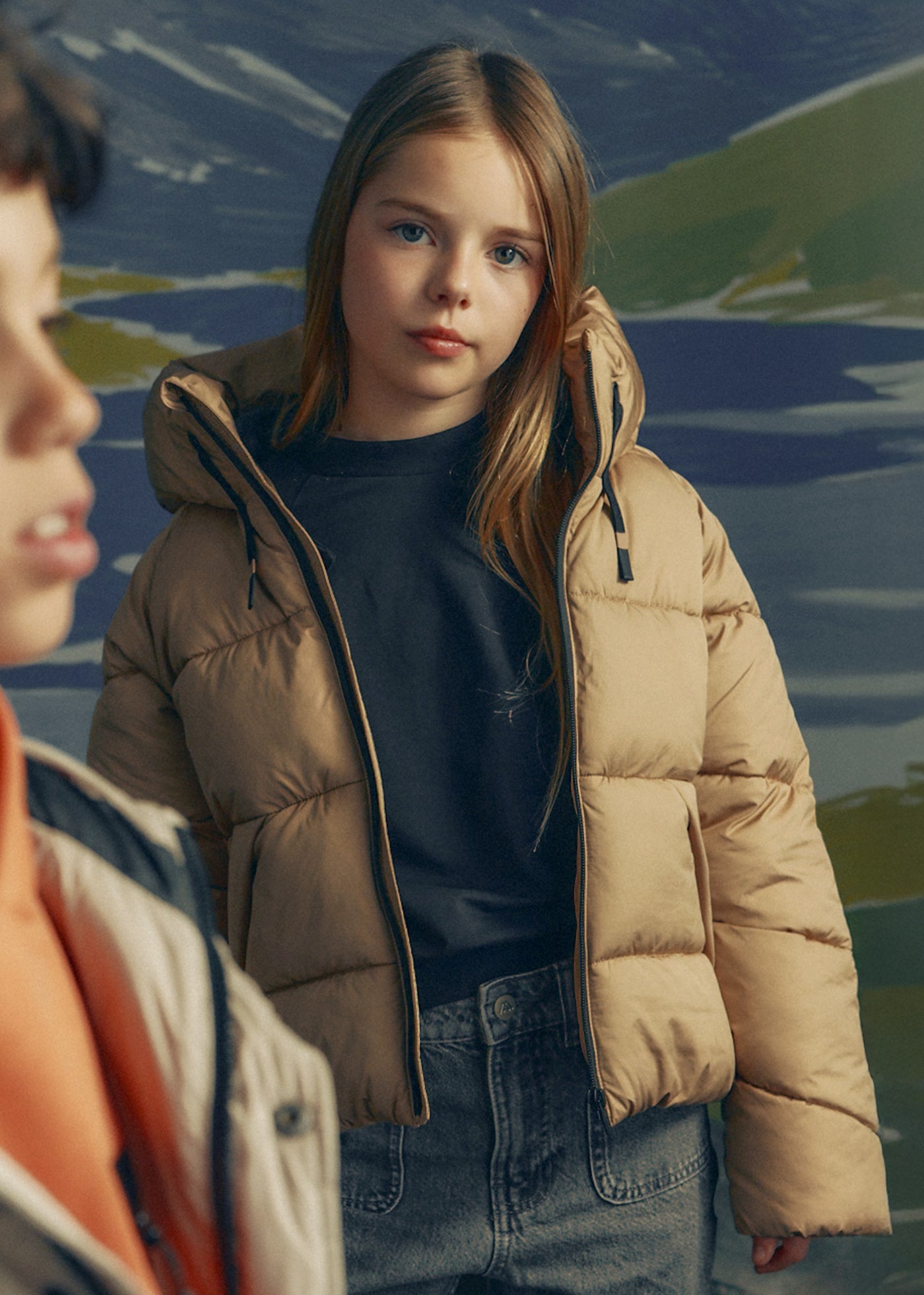 Chaqueton peach Cámel Mayoral para niña 07444-086