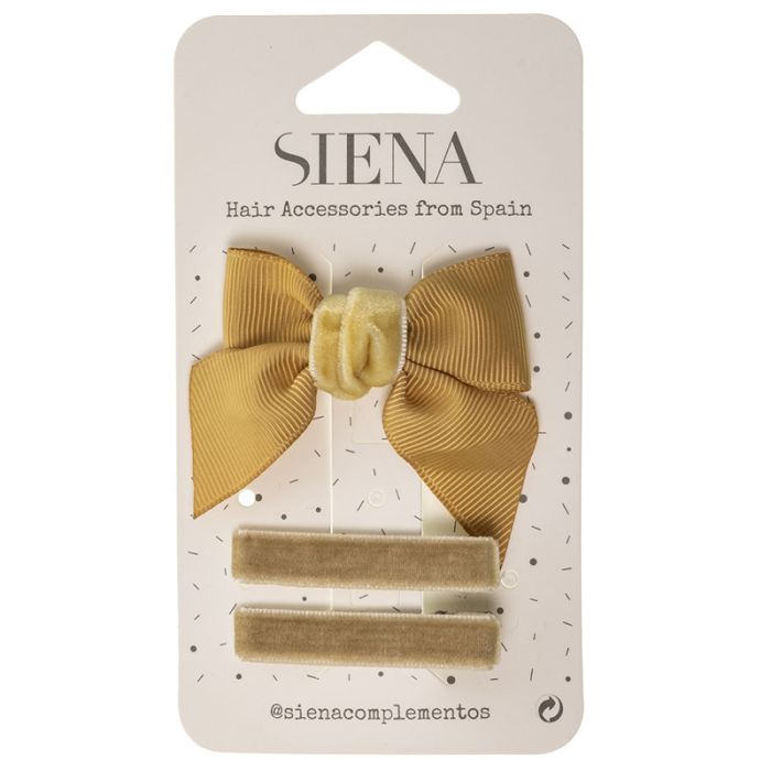 Pack lazo grosgrain y terciopelo con 2 clips Siena