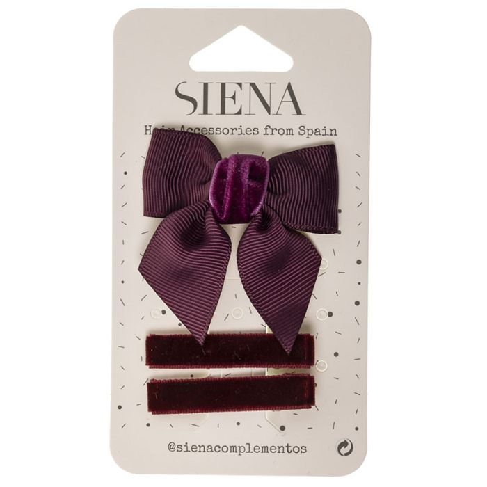 Pack lazo grosgrain y terciopelo con 2 clips Siena