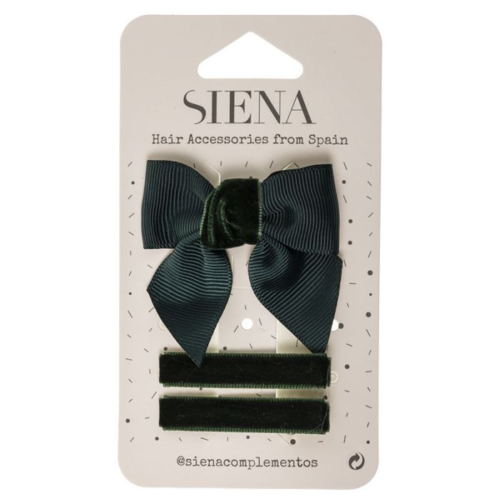 Pack lazo grosgrain y terciopelo con 2 clips Siena