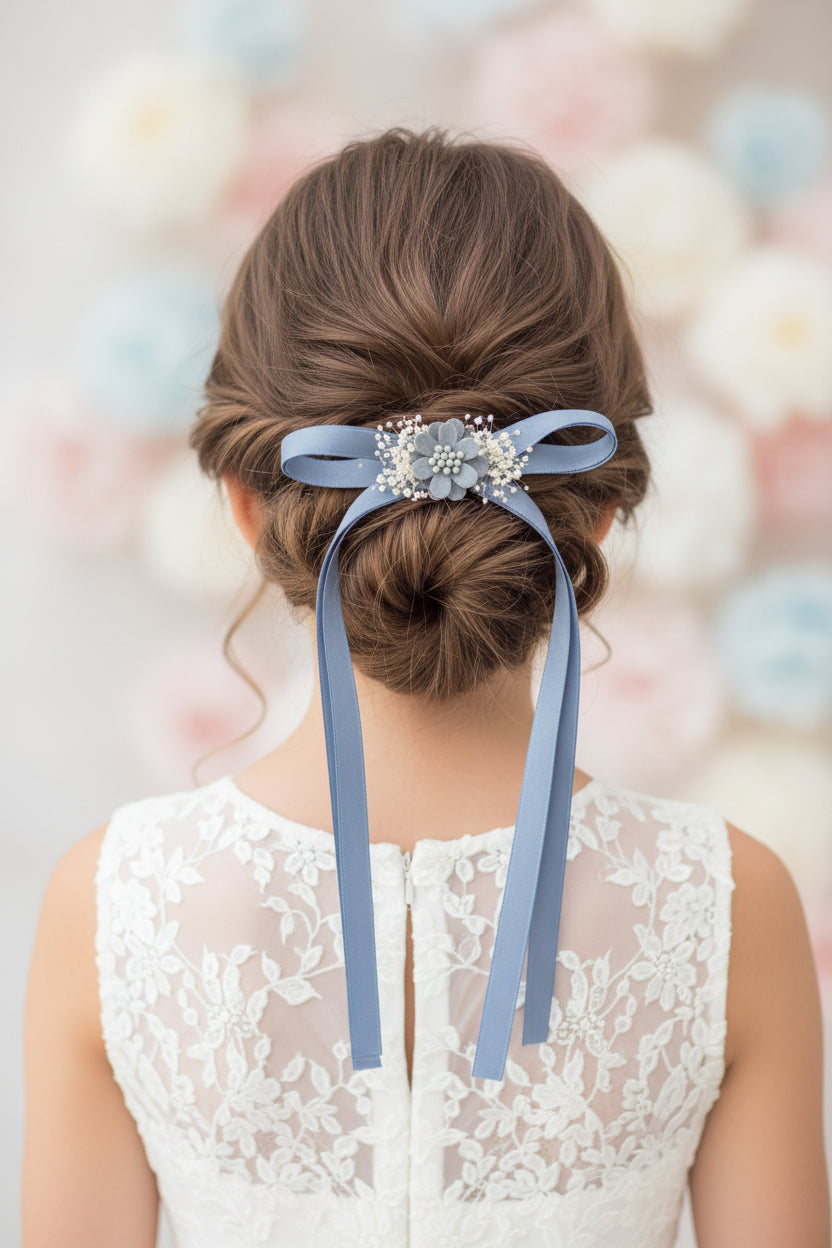 Lazada cintas Lulú tocado floral clip pelo azul francia 2091065292