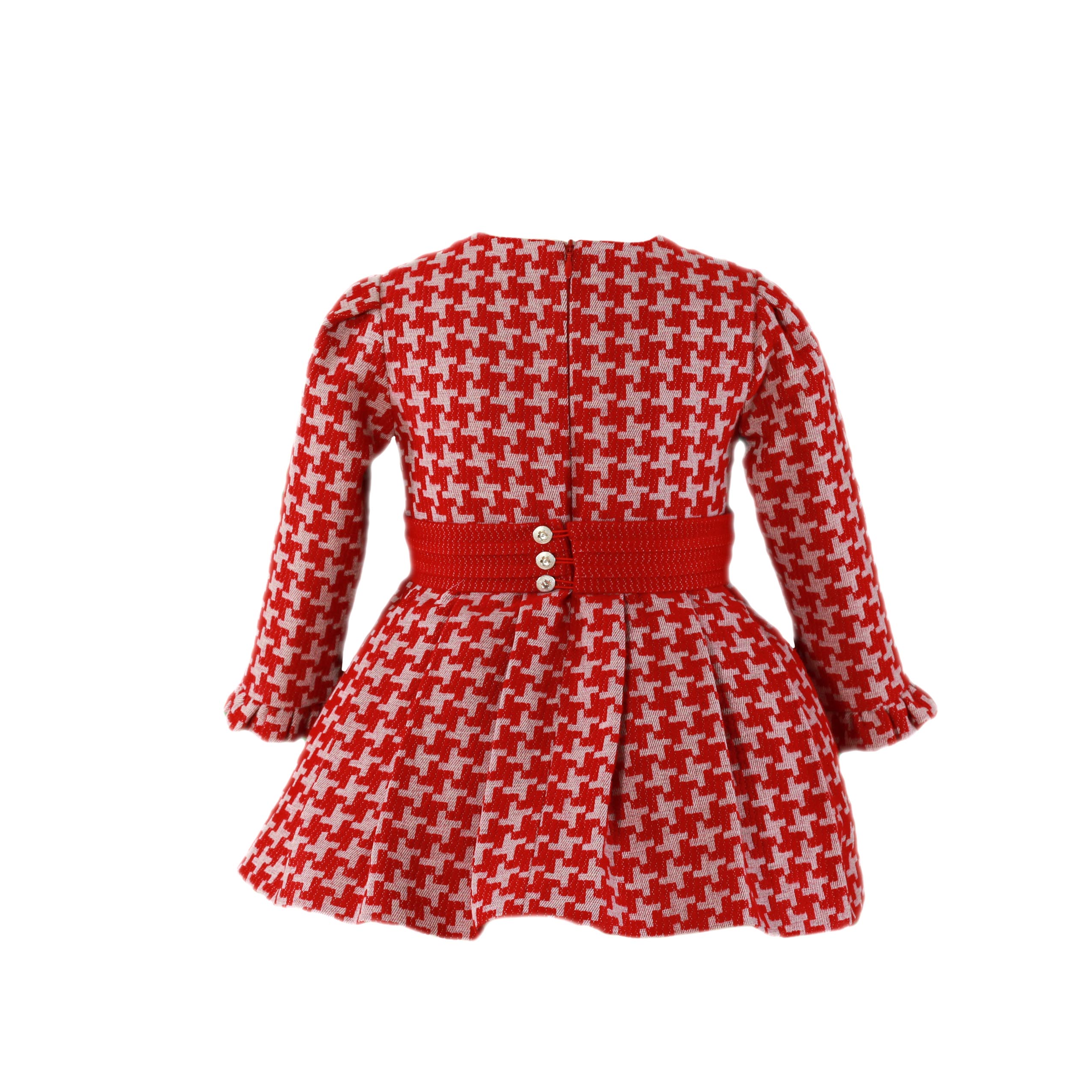 Vestido Infantil Vuelo Pata de Gallo Rojo Fajín de Miranda 0223 - La boutique de AyA