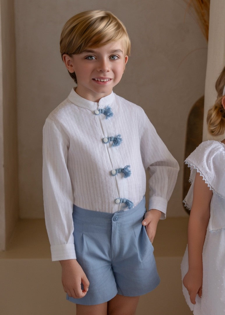Conjunto Infantil de Ceremonia Camisa Blanca y Pantalón Azul – Miranda 0228