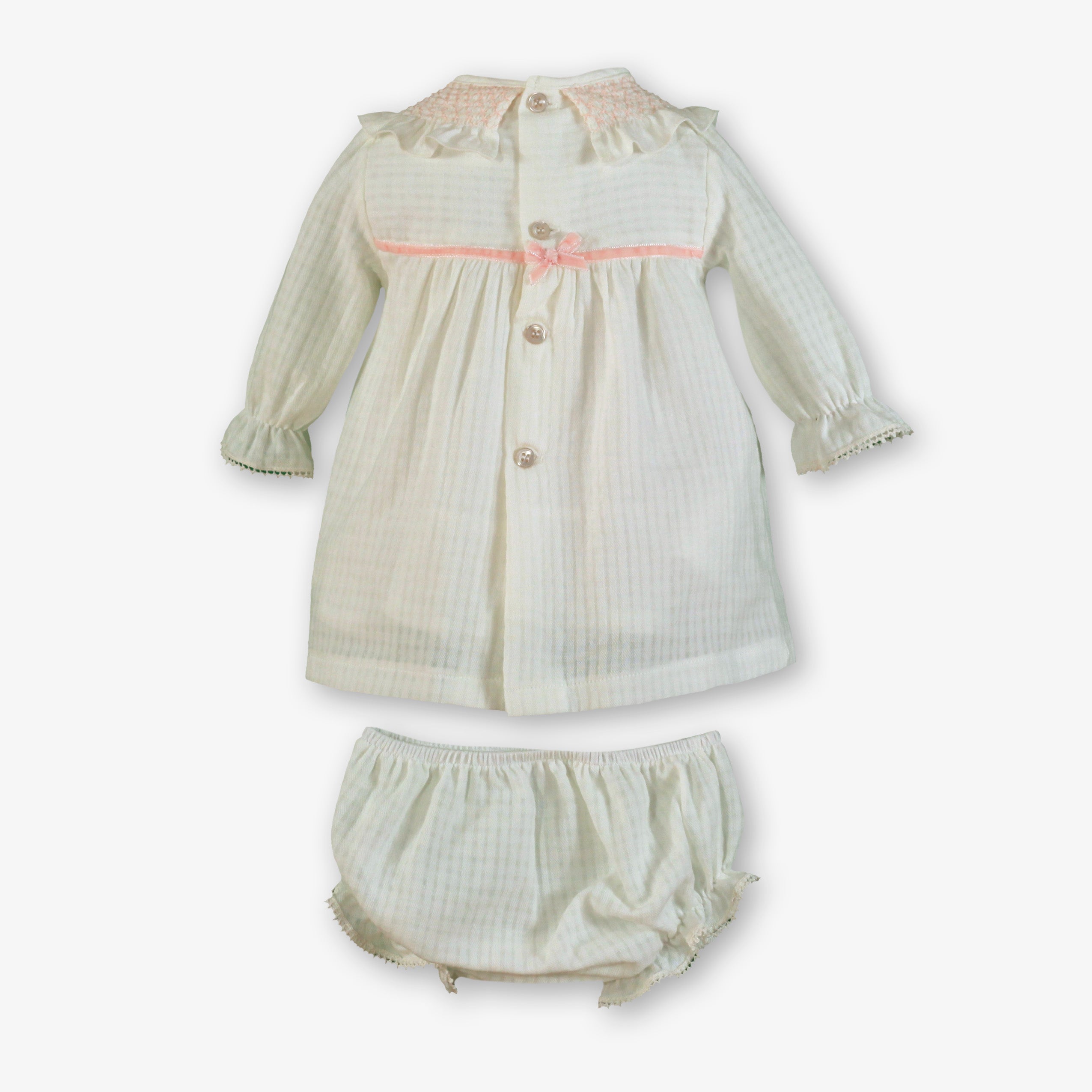 Vestido braguita y capota bebe niña rosa Miranda 0022