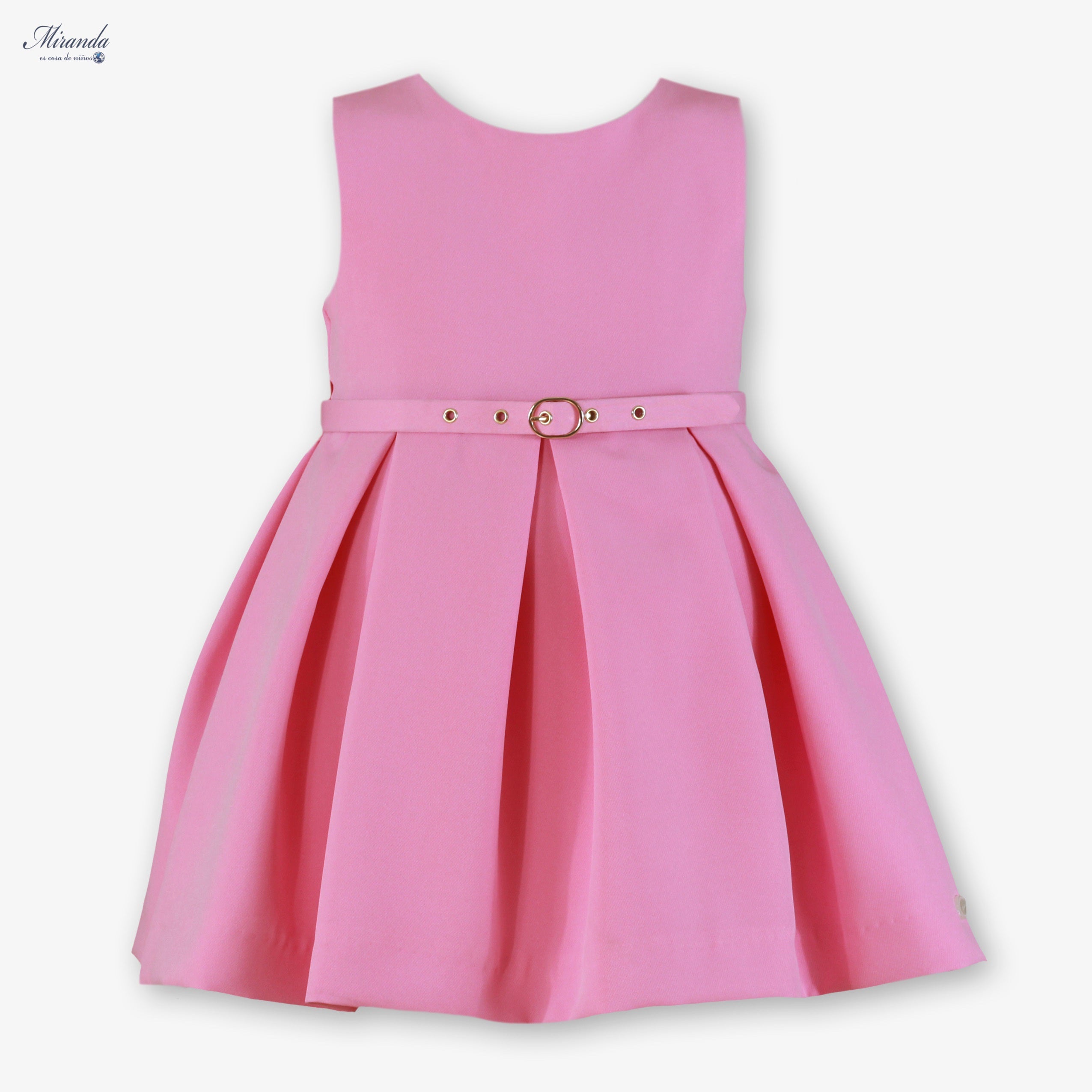 Vestido de Ceremonia Infantil Rosa con Abertura Espalda y Lazo 0232