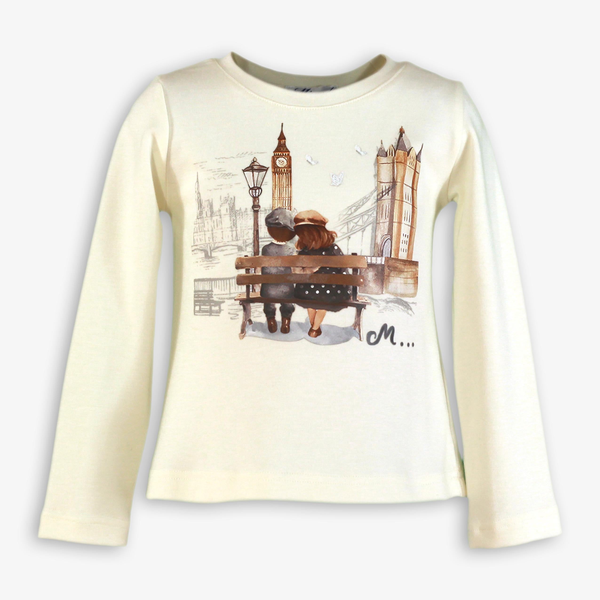 Conjunto camisa y falda infantil beige Miranda 0236