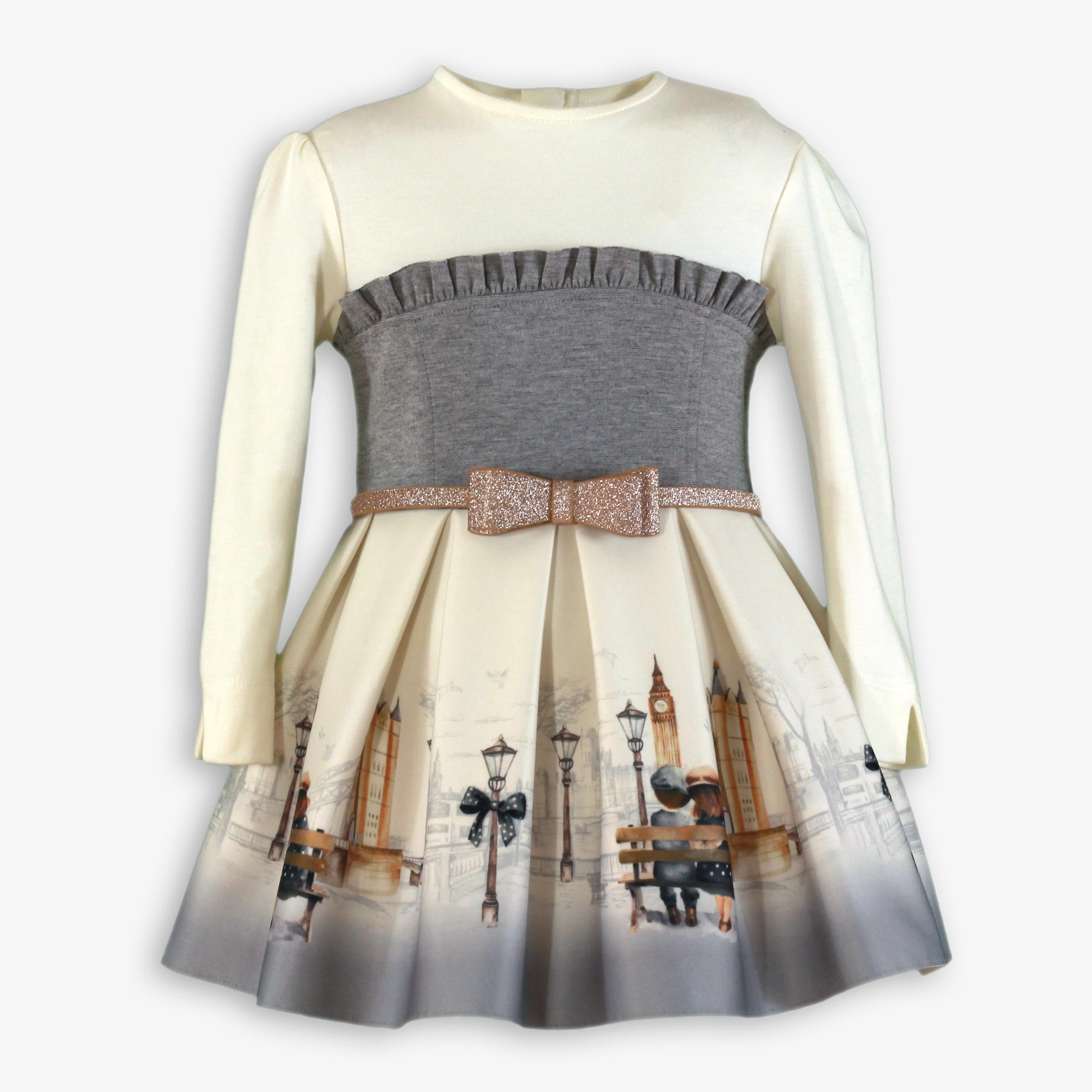 Vestido estampado Londres gris MIRANDA 0236