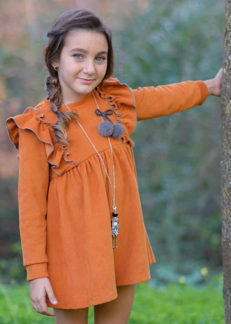 Vestido niña Nekenia Naranja rosa 2411804 - La boutique de AyA
