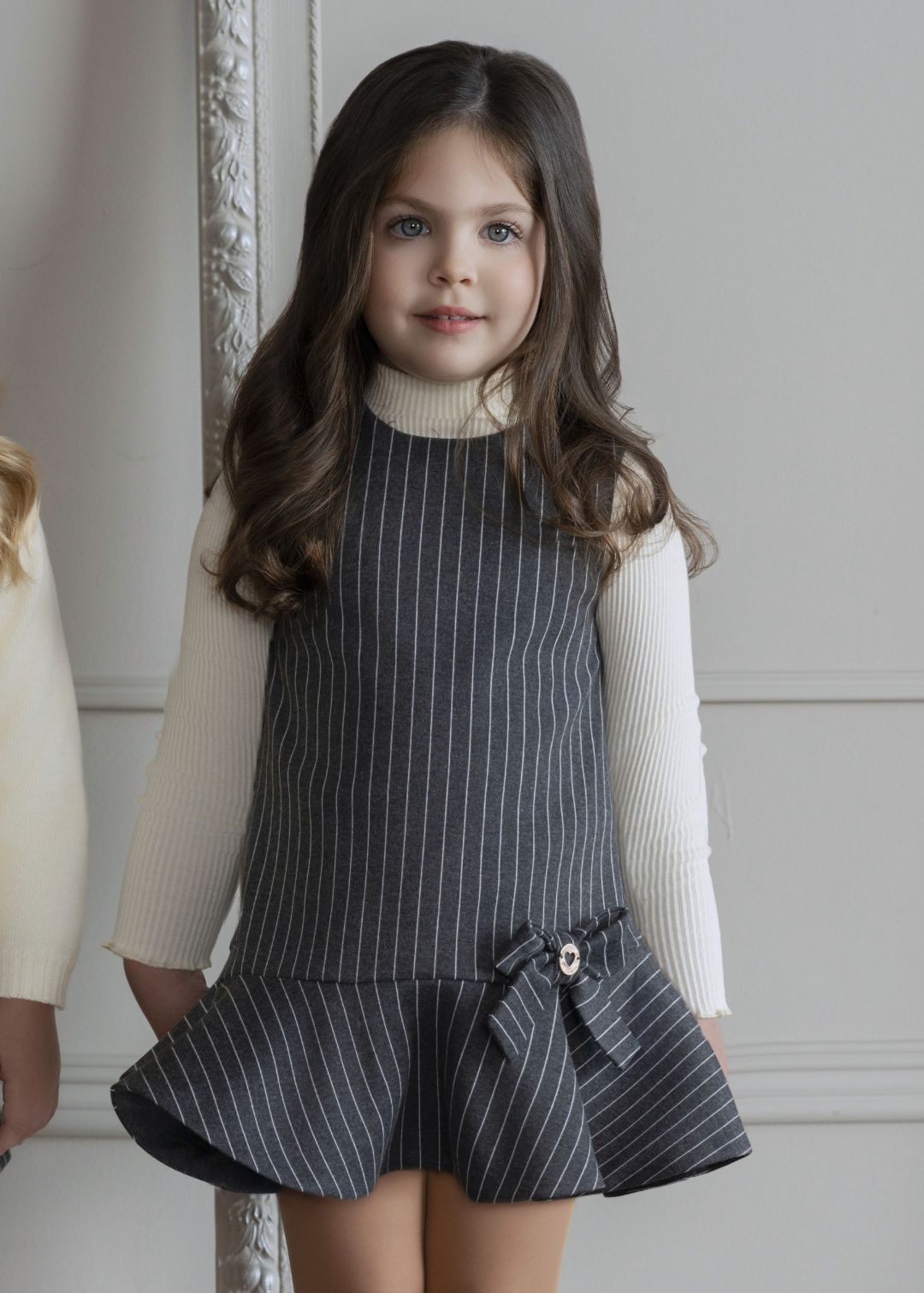 Pichi con camisa niña infantil gris oscuro rayas finas MIRANDA 0247